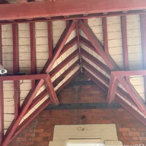 View Roof beams before cleaning