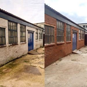 View Before and after sand blast cleaning