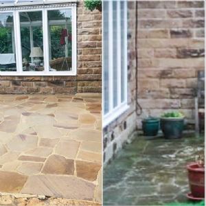 View Before and after patio cleaning