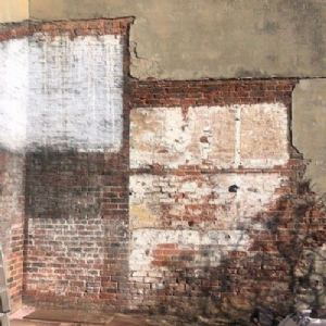 View Brick wall before sand blasting